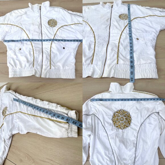 Vintage 90s Lavon White Embroidered Windbreaker 2-Piece Tracksuit Set W's Size M - Picture 15 of 16